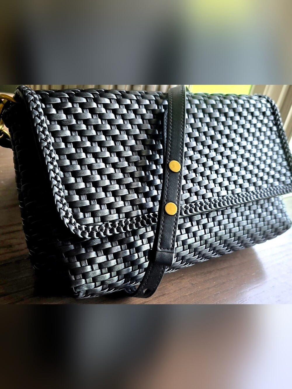 Michael Kors Collection The Carole Woven Leather Convertible Crossbody - Picture 4 of 16
